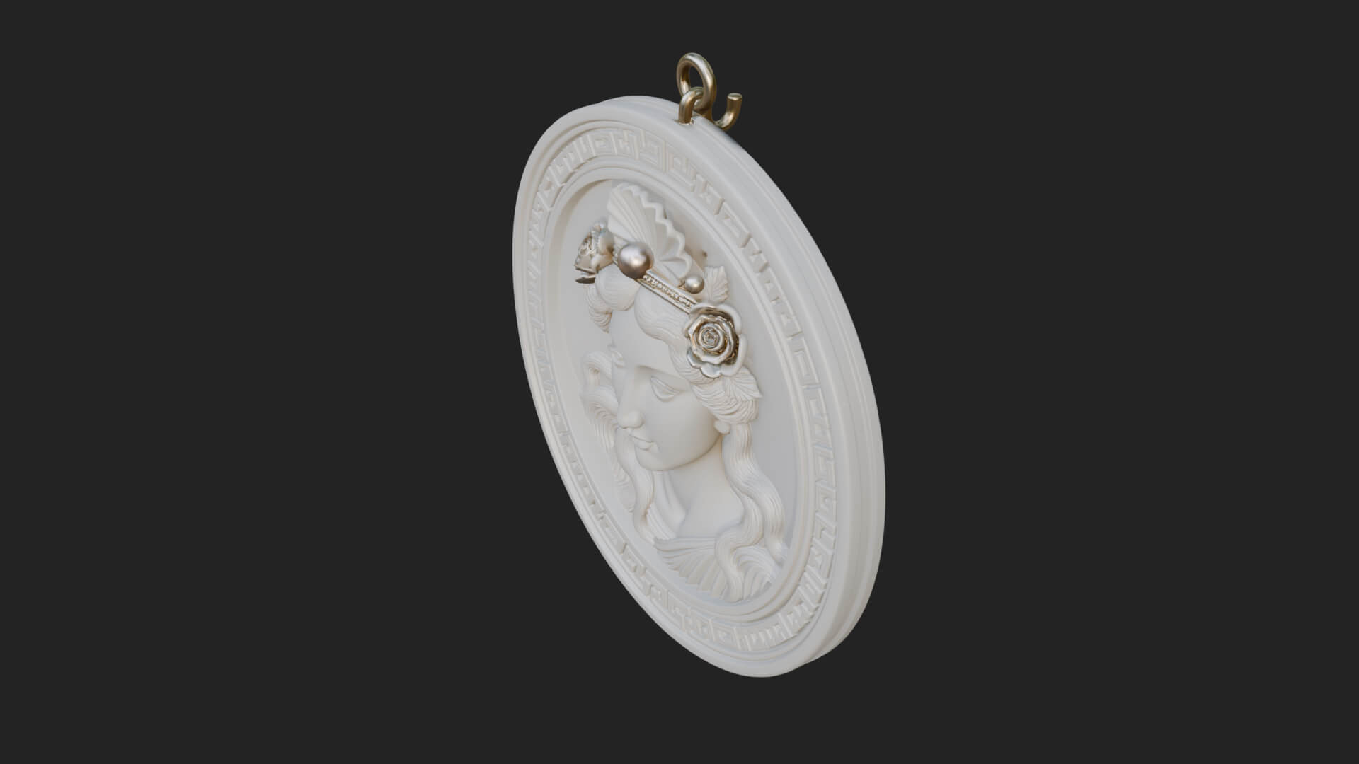 Greek Goddess Oval Relief Plaque Design 2 3D Print Model 3D Model