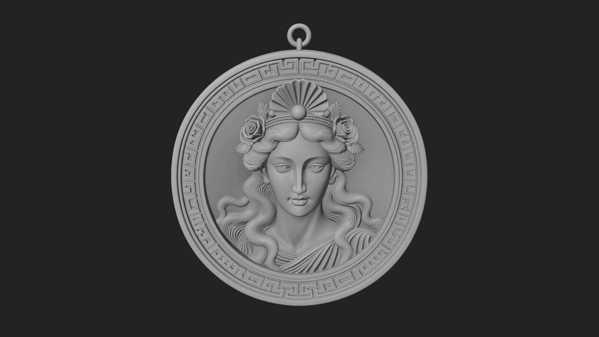 Greek Goddess Oval Relief Plaque Design 2 3D Print Model 3D Model