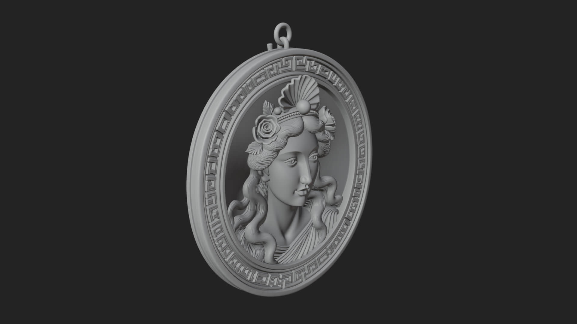 Greek Goddess Oval Relief Plaque Design 2 3D Print Model 3D Model