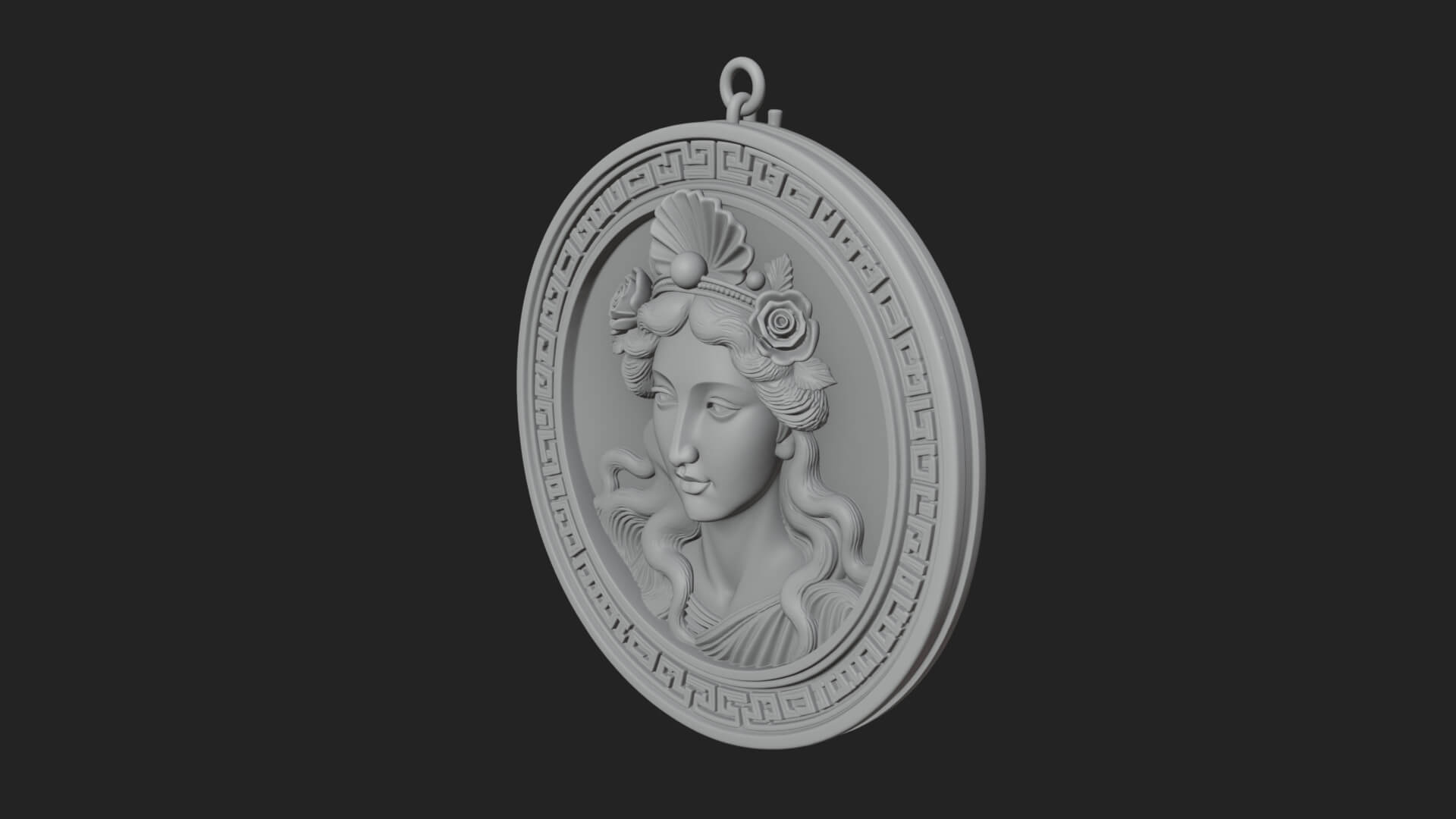 Greek Goddess Oval Relief Plaque Design 2 3D Print Model 3D Model