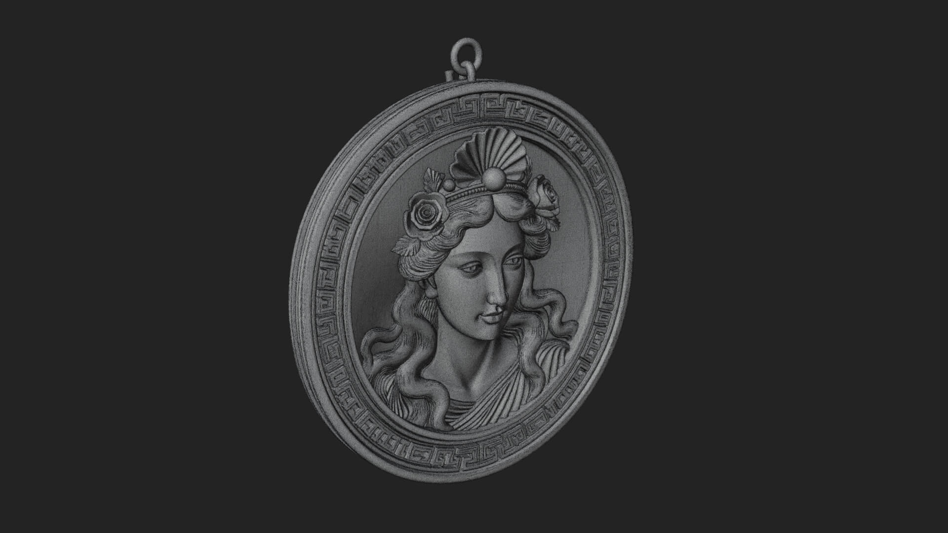 Greek Goddess Oval Relief Plaque Design 2 3D Print Model 3D Model