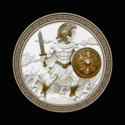 Greek Hoplite Relief Medallion Pendant Design 1 3D Print