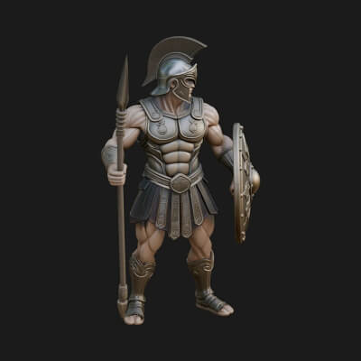 Greek Hoplite Warrior Statue Design 12 3D Print Model