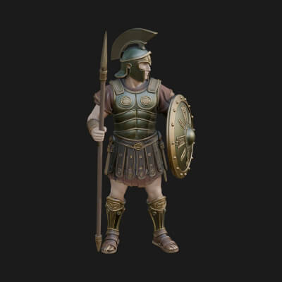 Greek Hoplite Warrior Statue Design 13 3D Print Model