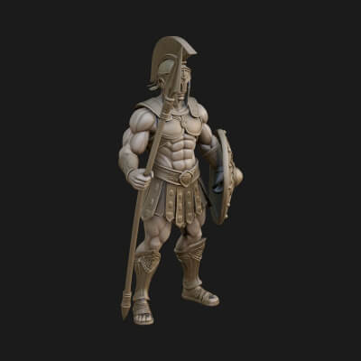 Greek Hoplite Warrior Statue Design 14 3D Print Model