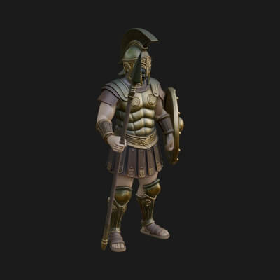 Greek Hoplite Warrior Statue Design 15 3D Print Model