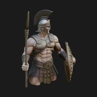 Greek Hoplite Warrior Statue Design 16 3D Print Model