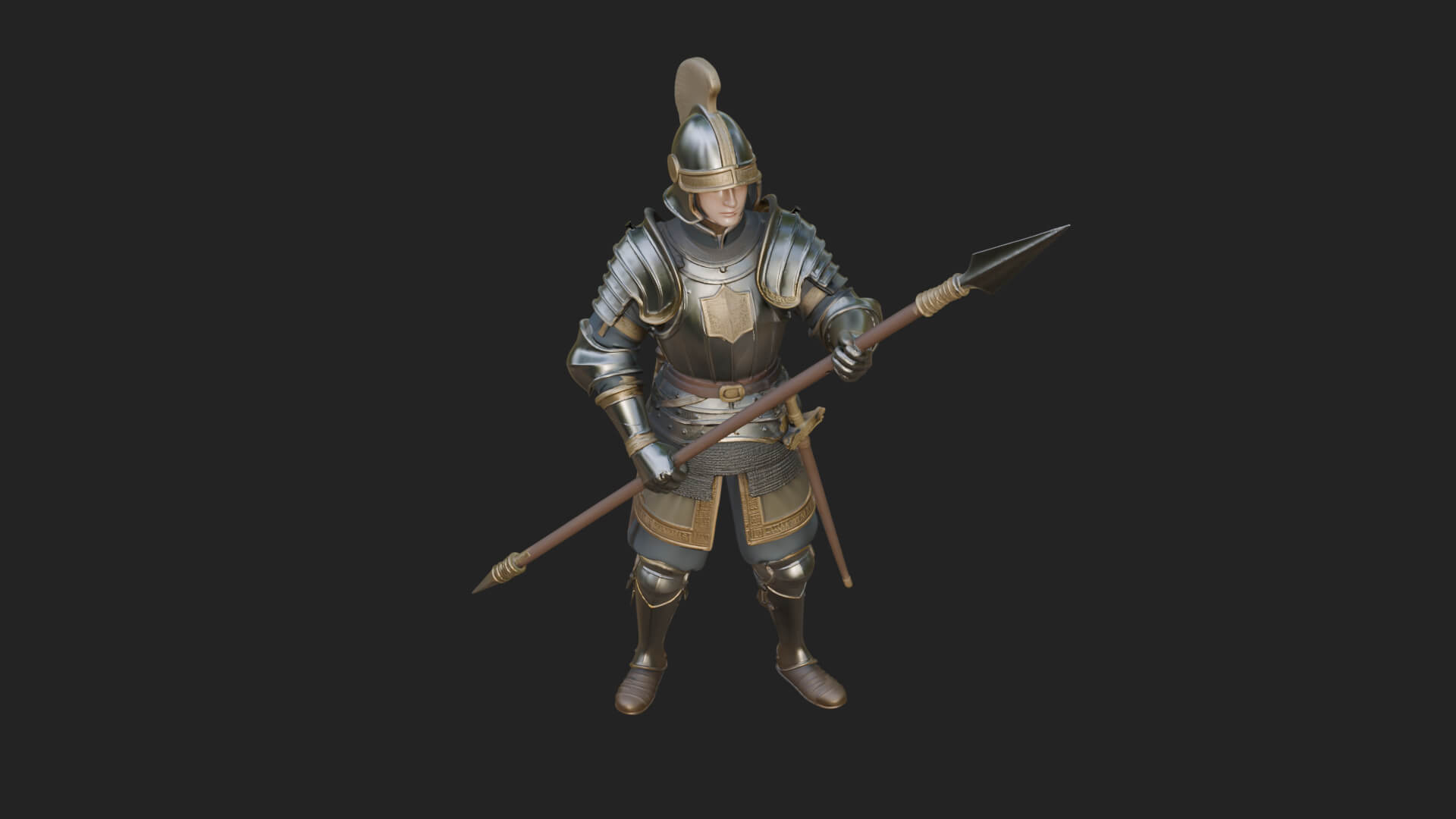 Greek Hoplite Warrior Statue Design 17 3D Print Model 3D Model