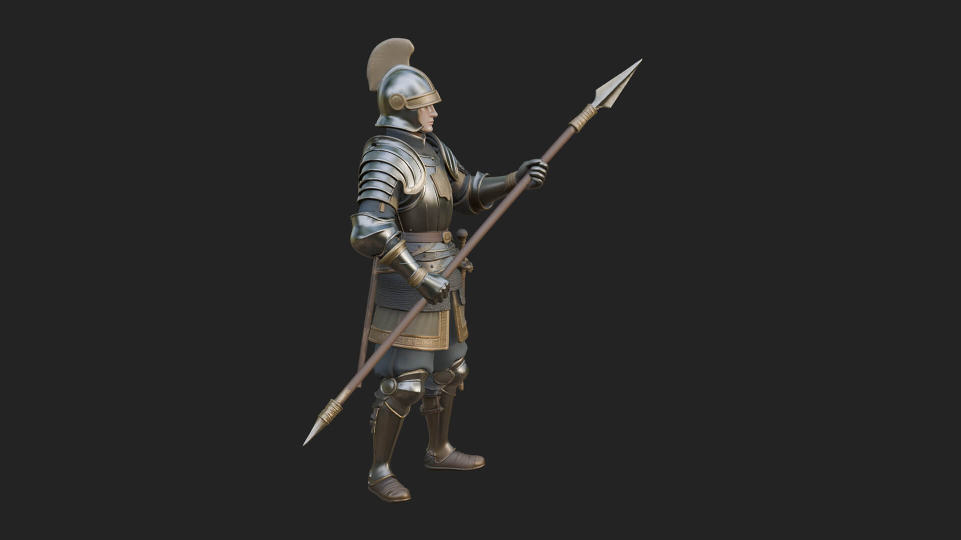 Greek Hoplite Warrior Statue Design 17 3D Print Model 3D Model