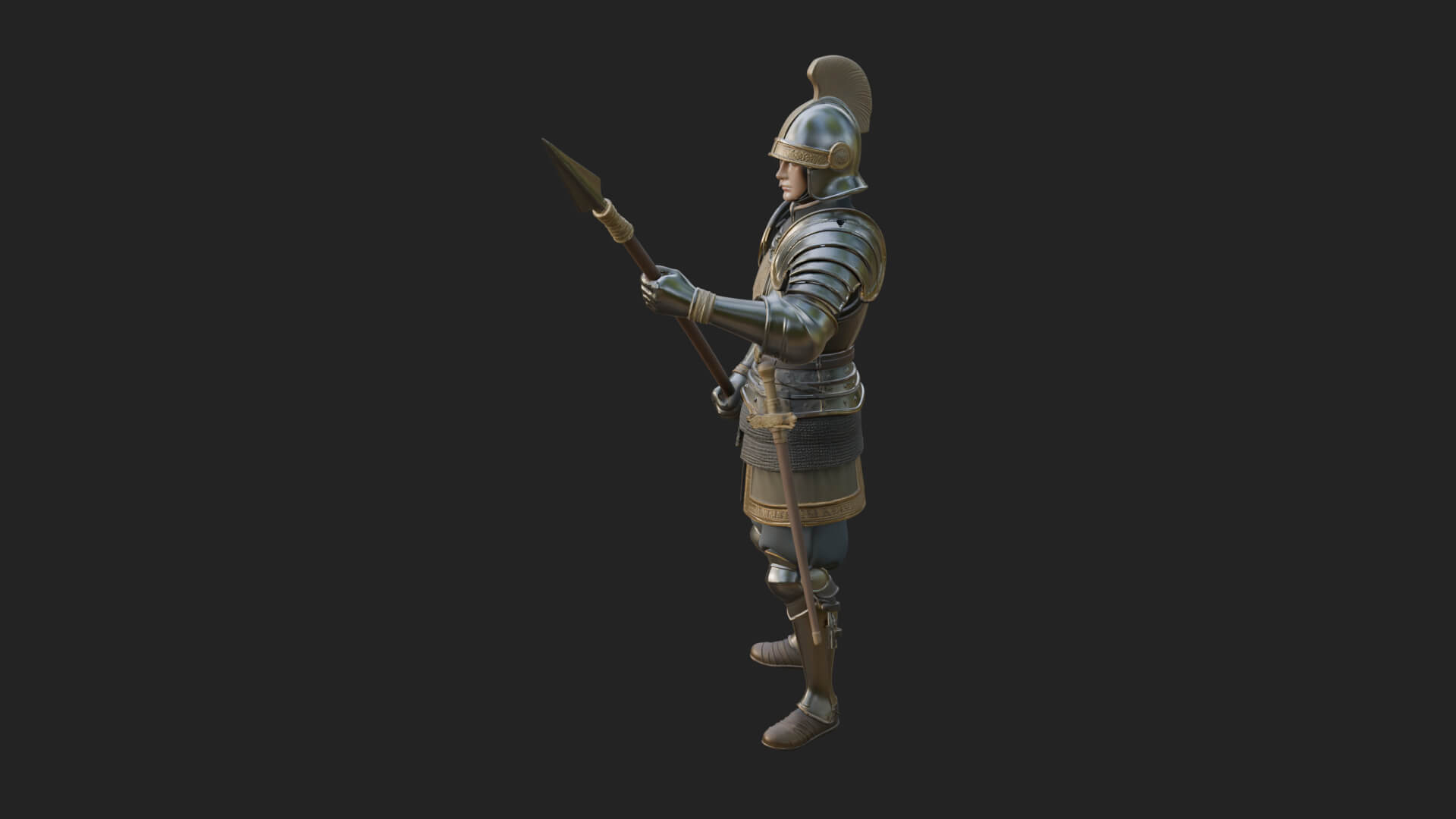 Greek Hoplite Warrior Statue Design 17 3D Print Model 3D Model