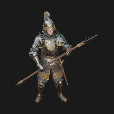 Greek Hoplite Warrior Statue Design 17 3D Print Model