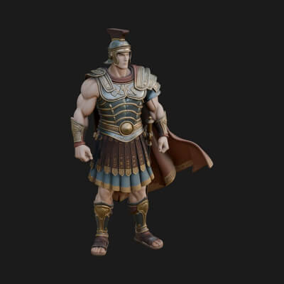 Greek Hoplite Warrior Statue Design 19 3D Print Model