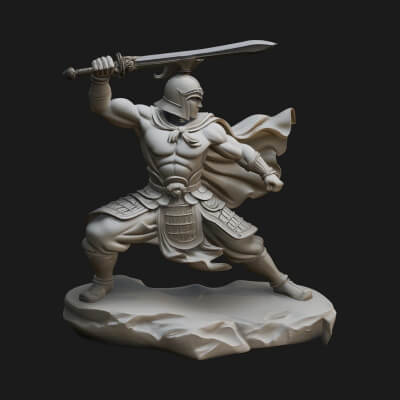 Greek Hoplite Warrior Statue Design 20 3D Print Model