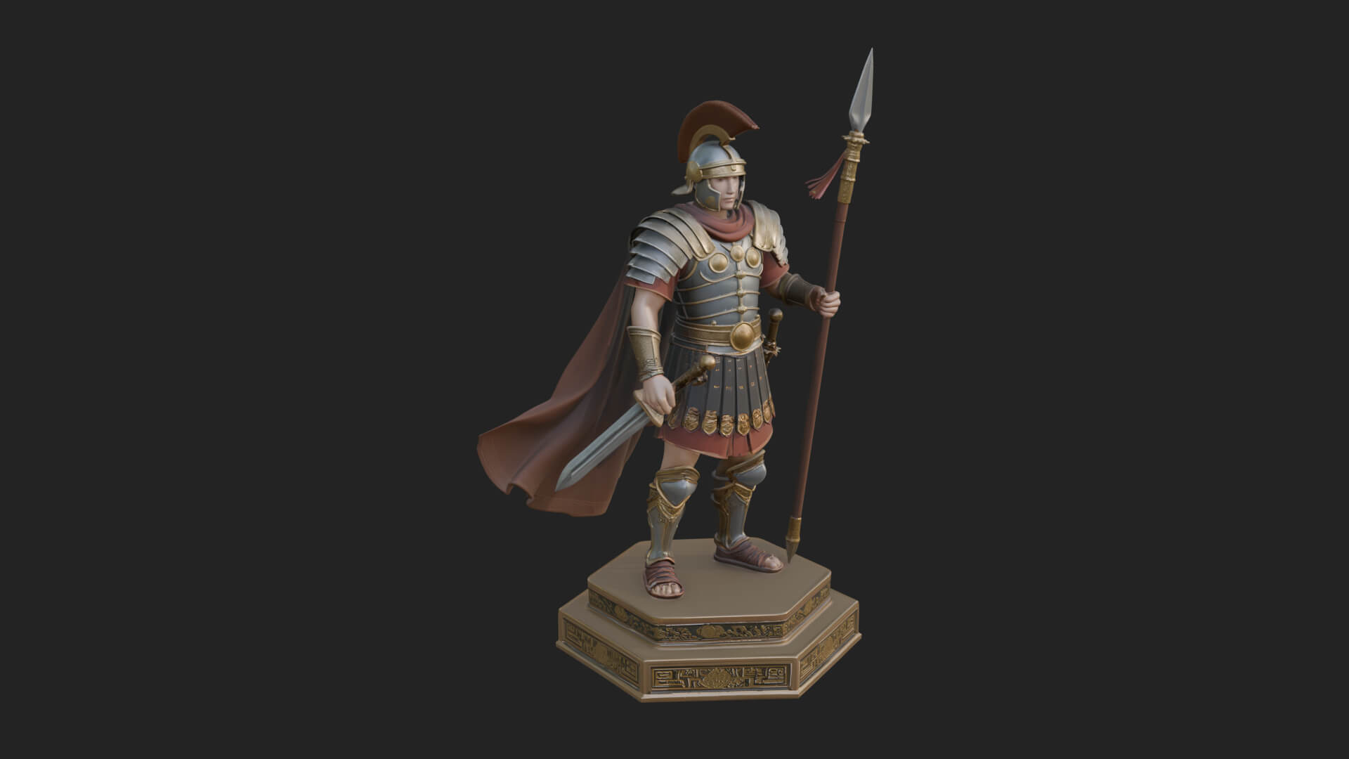 Greek Hoplite Warrior Statue Design 21 3D Print Model 3D Model