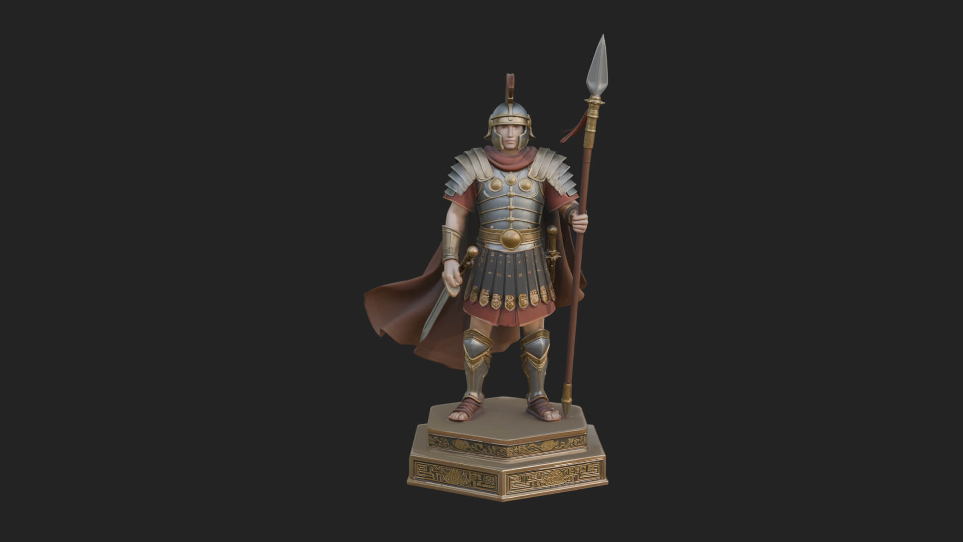 Greek Hoplite Warrior Statue Design 21 3D Print Model 3D Model