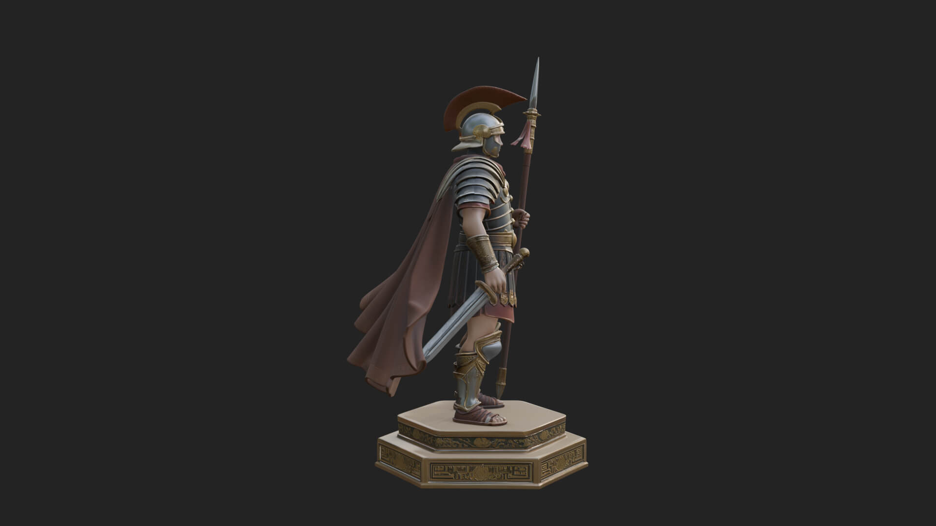 Greek Hoplite Warrior Statue Design 21 3D Print Model 3D Model