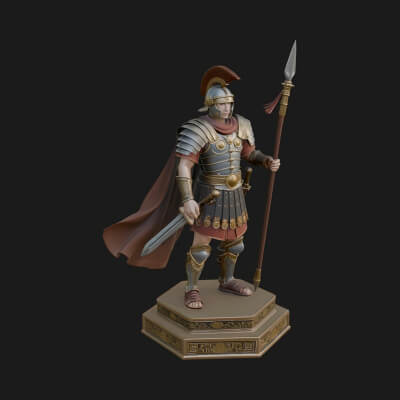 Greek Hoplite Warrior Statue Design 21 3D Print Model