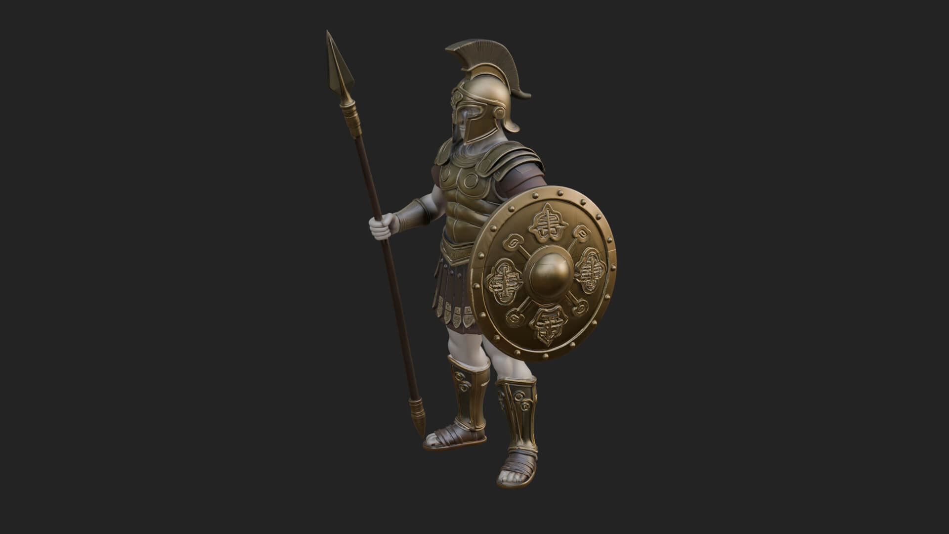 Greek Hoplite Warrior Statue Design 24 3D Print Model 3D Model
