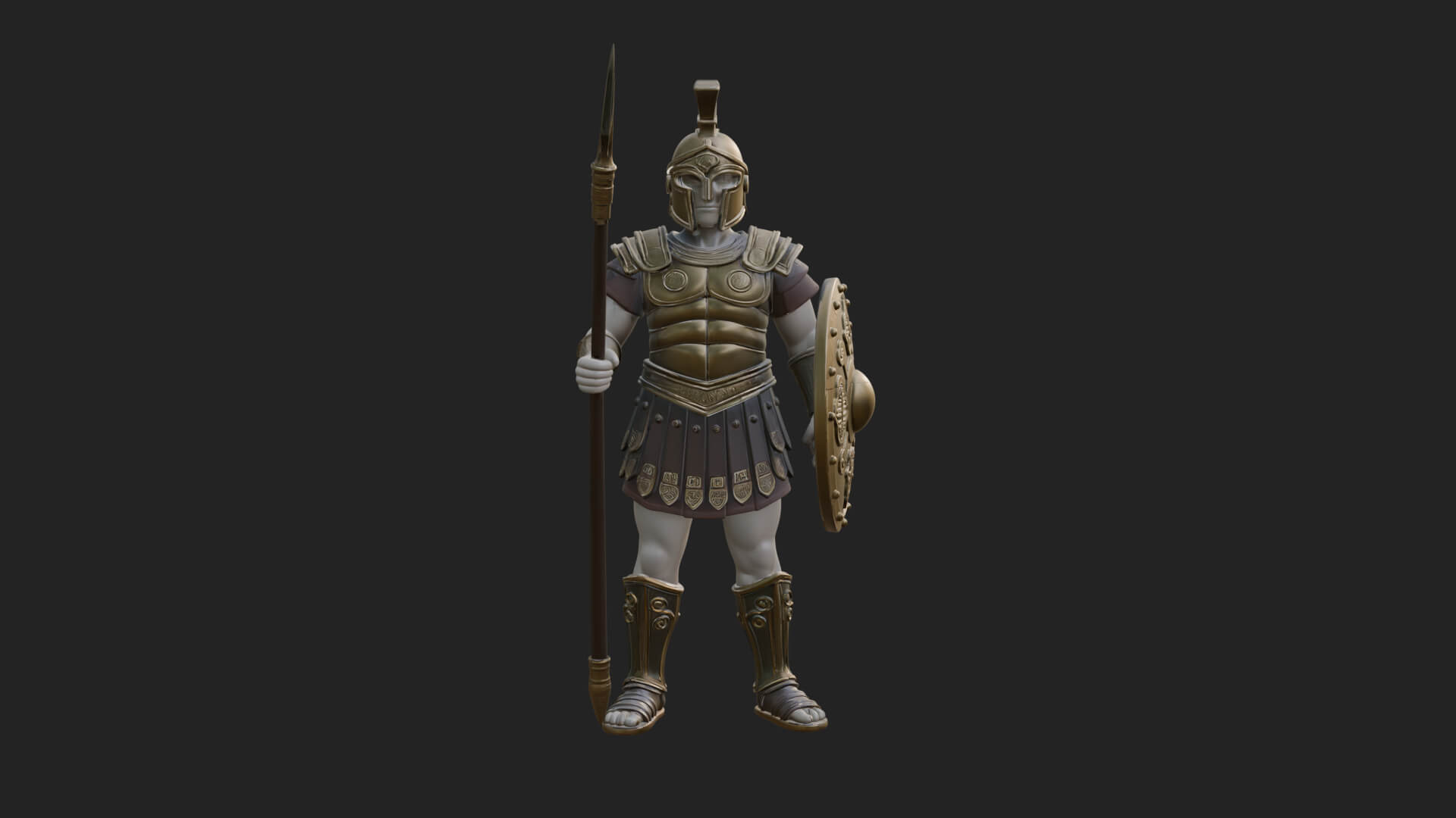 Greek Hoplite Warrior Statue Design 24 3D Print Model 3D Model