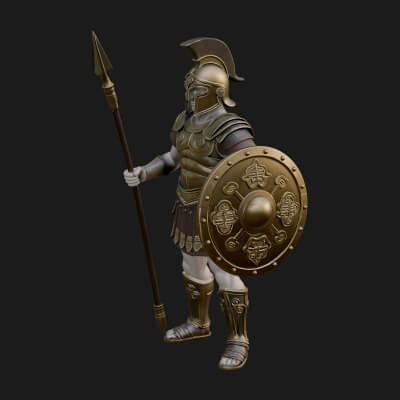 Greek Hoplite Warrior Statue Design 24 3D Print Model