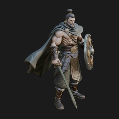 Greek Hoplite Warrior Statue Design 25 3D Print Model