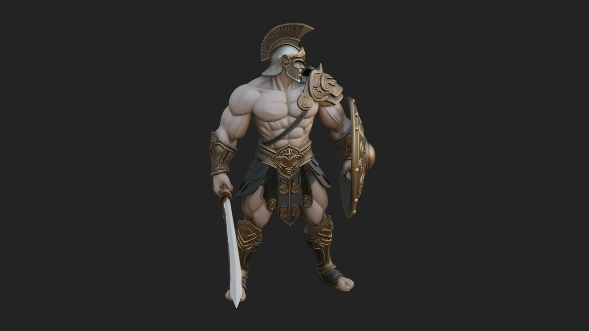 Greek Hoplite Warrior Statue Design 26 3D Print Model 3D Model