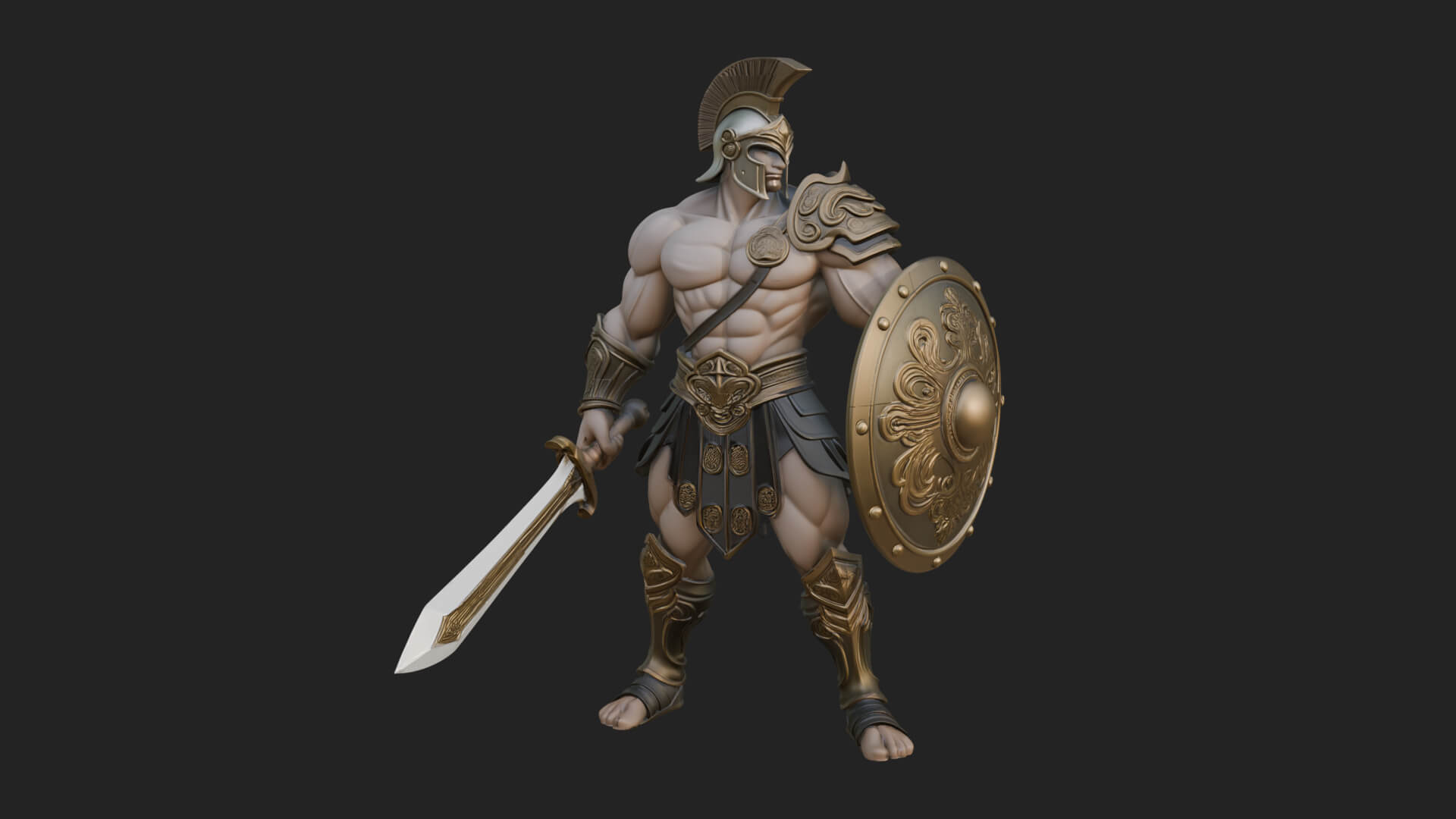 Greek Hoplite Warrior Statue Design 26 3D Print Model 3D Model