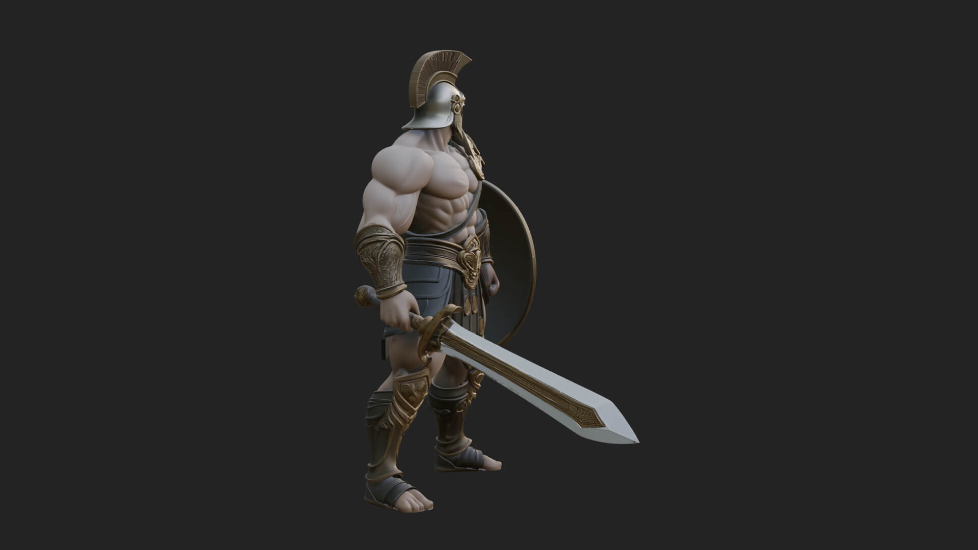 Greek Hoplite Warrior Statue Design 26 3D Print Model 3D Model