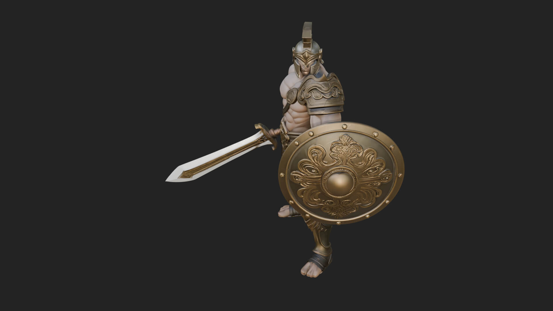 Greek Hoplite Warrior Statue Design 26 3D Print Model 3D Model