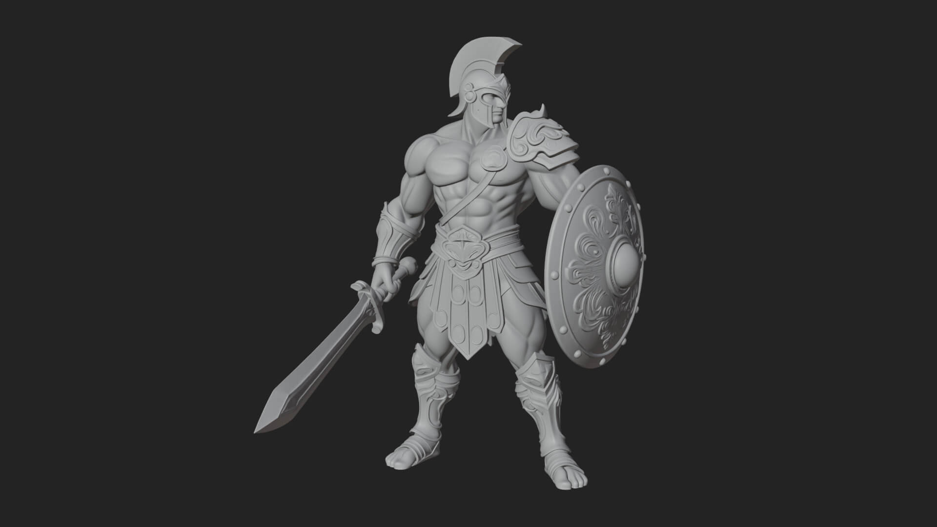 Greek Hoplite Warrior Statue Design 26 3D Print Model 3D Model