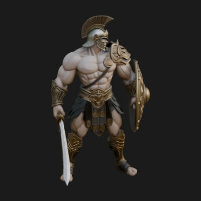 Greek Hoplite Warrior Statue Design 26 3D Print Model