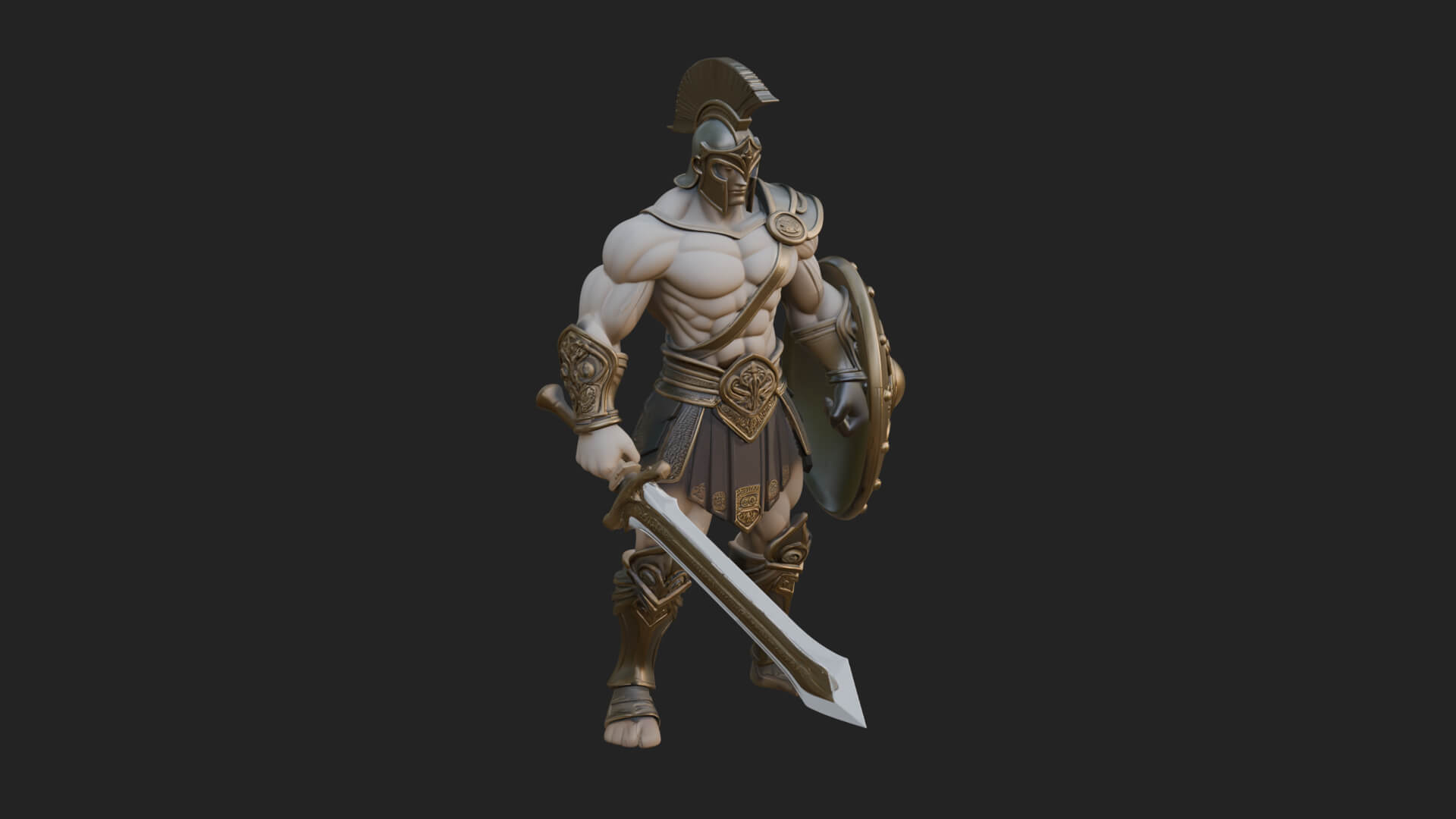 Greek Hoplite Warrior Statue Design 27 3D Print Model 3D Model