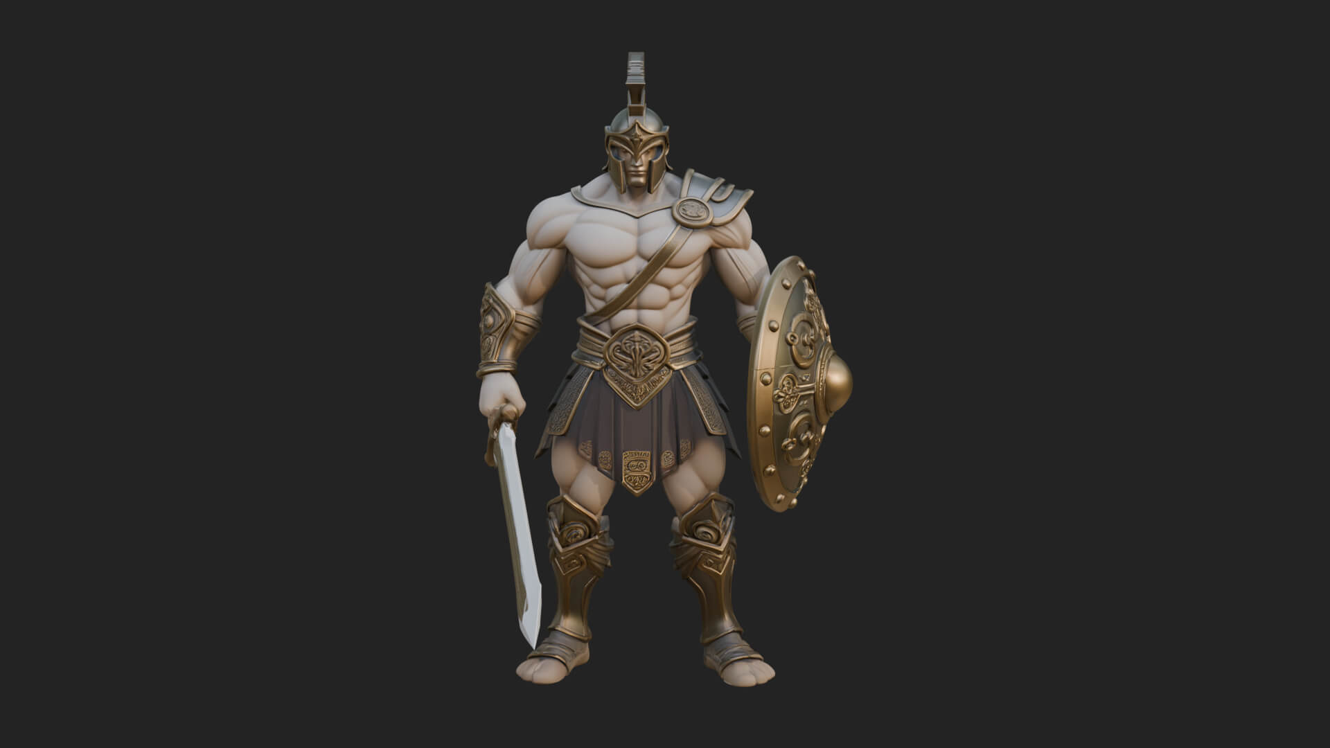Greek Hoplite Warrior Statue Design 27 3D Print Model 3D Model