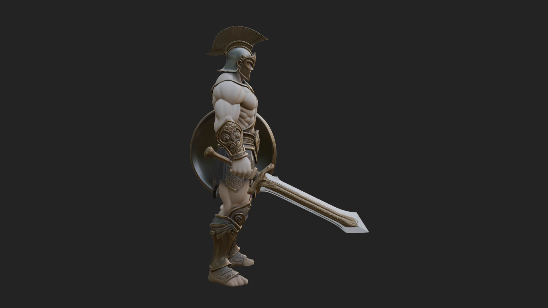 Greek Hoplite Warrior Statue Design 27 3D Print Model 3D Model