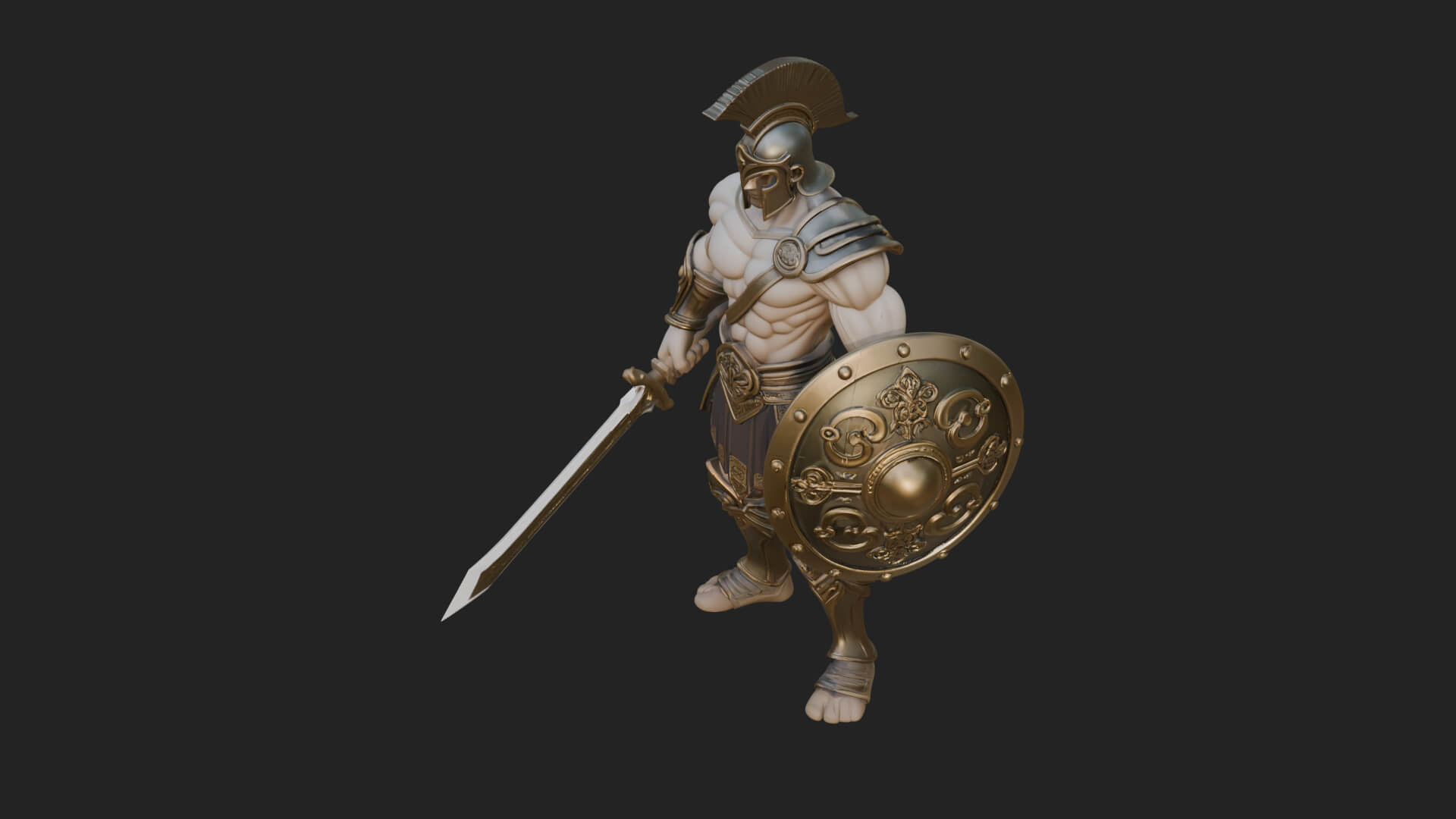 Greek Hoplite Warrior Statue Design 27 3D Print Model 3D Model