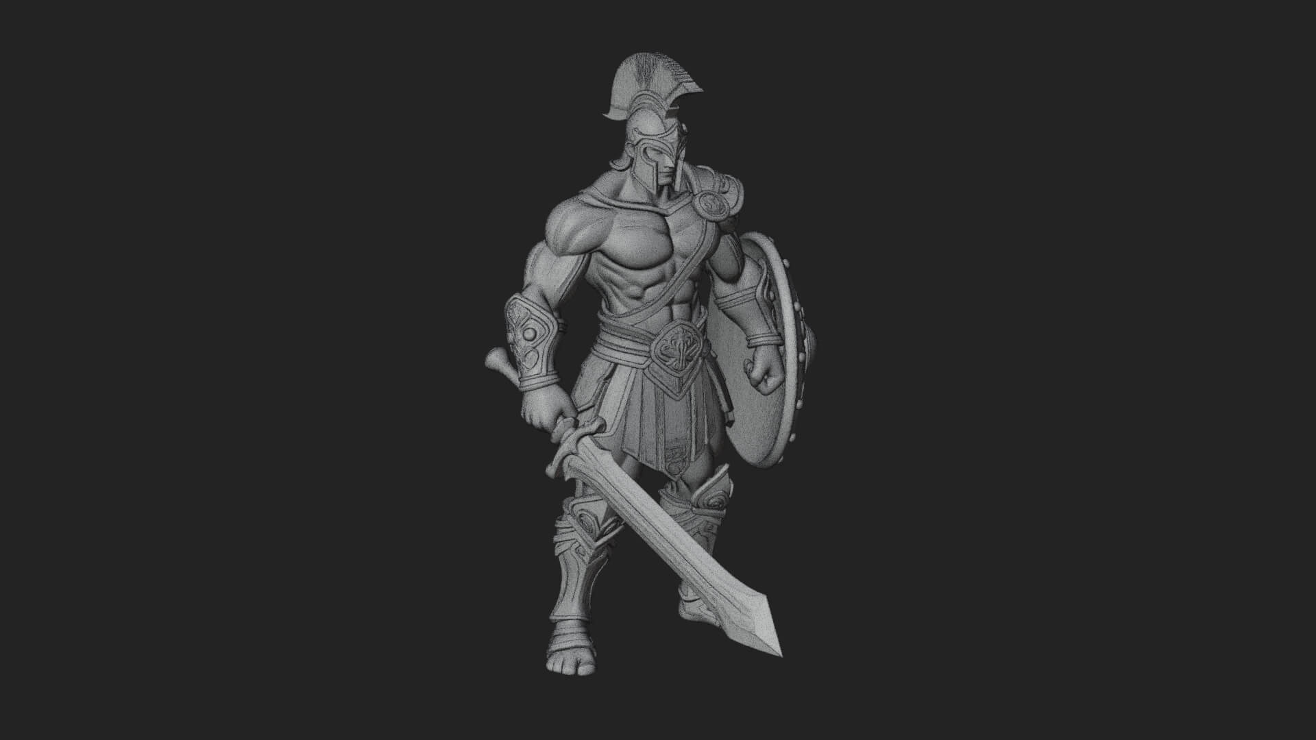 Greek Hoplite Warrior Statue Design 27 3D Print Model 3D Model