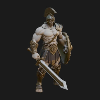 Greek Hoplite Warrior Statue Design 27 3D Print Model