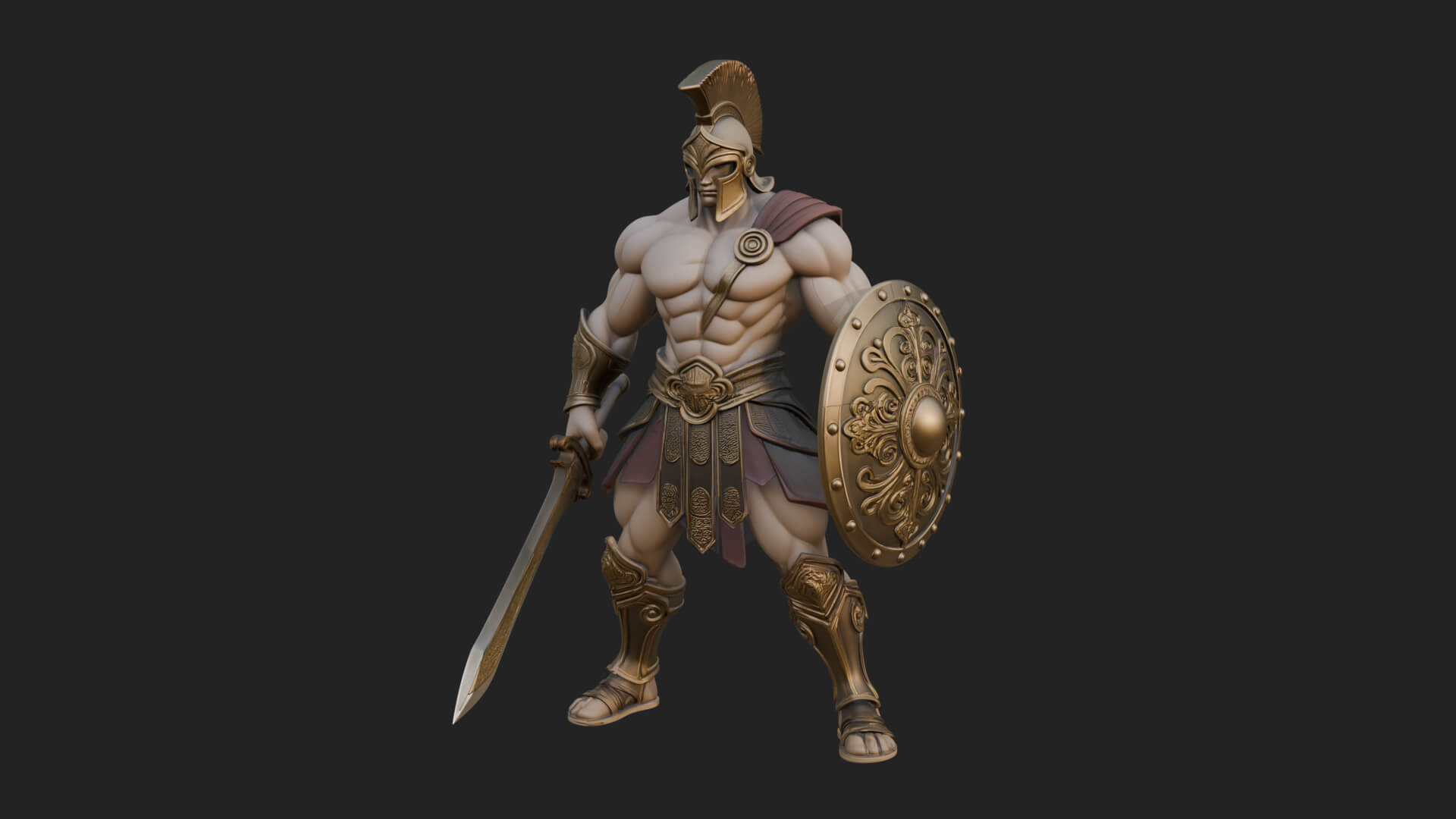 Greek Hoplite Warrior Statue Design 28 3D Print Model 3D Model