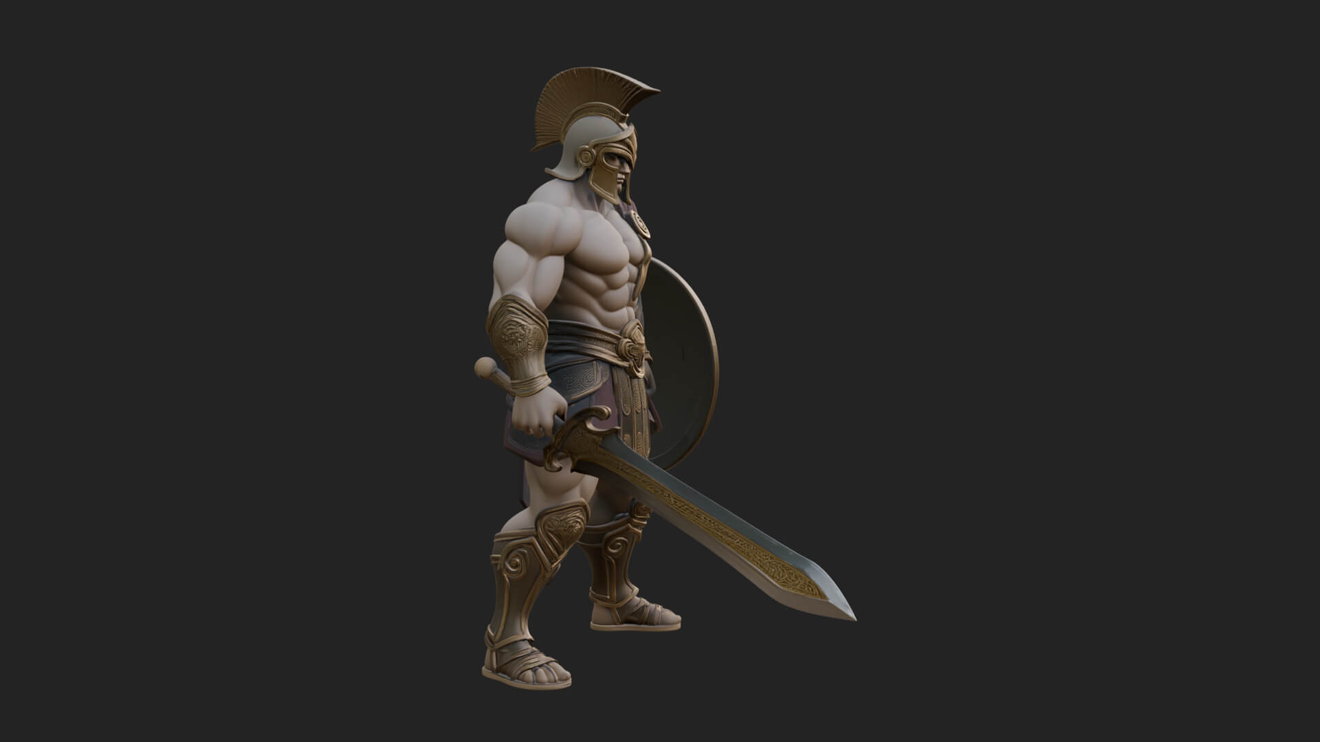Greek Hoplite Warrior Statue Design 28 3D Print Model 3D Model