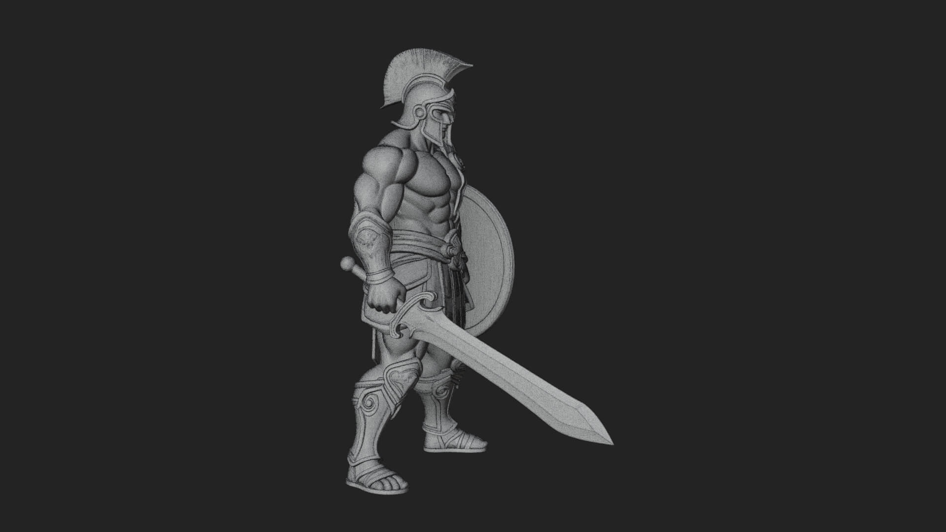 Greek Hoplite Warrior Statue Design 28 3D Print Model 3D Model