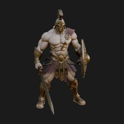 Greek Hoplite Warrior Statue Design 28 3D Print Model