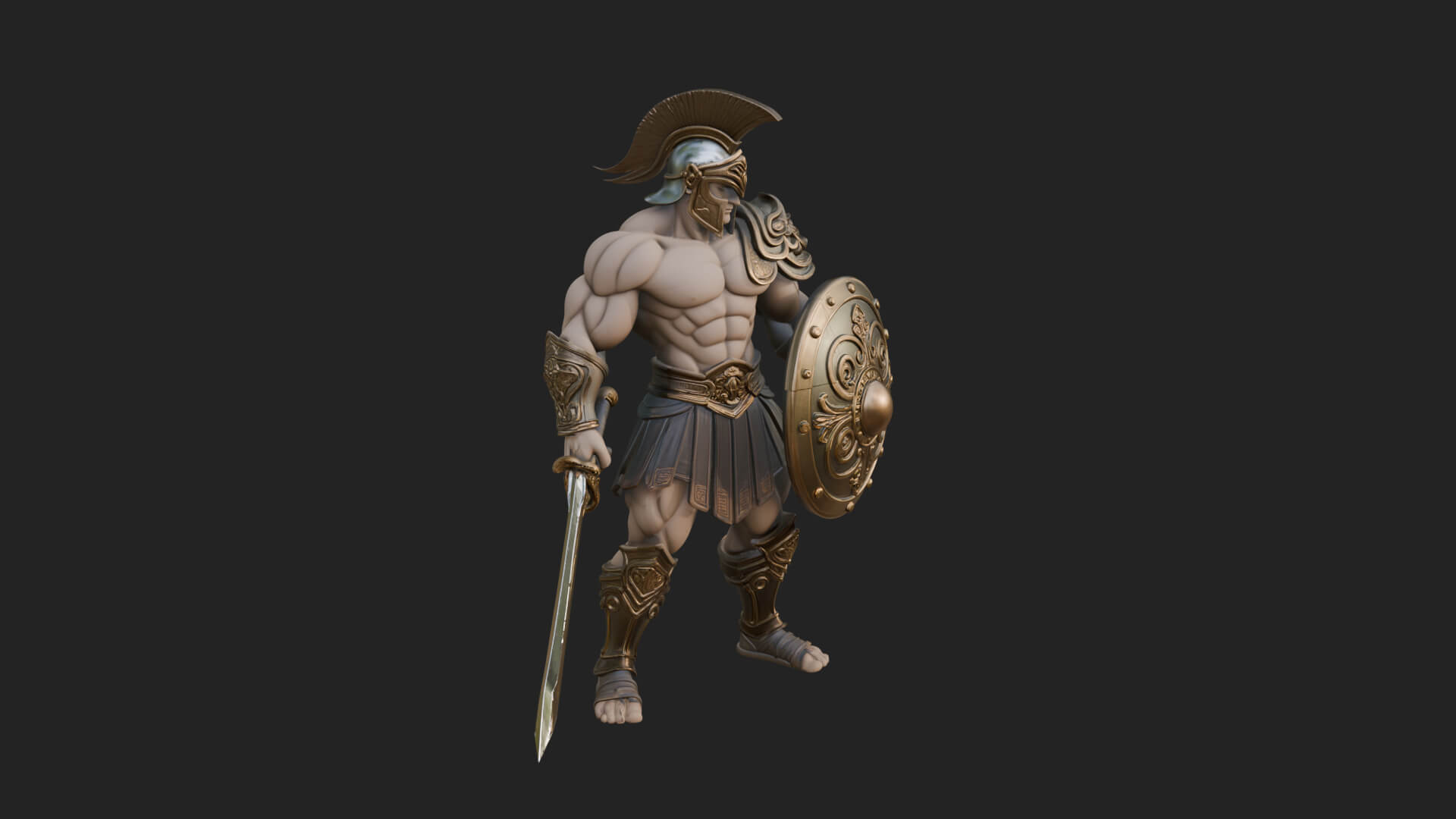 Greek Hoplite Warrior Statue Design 29 3D Print Model 3D Model