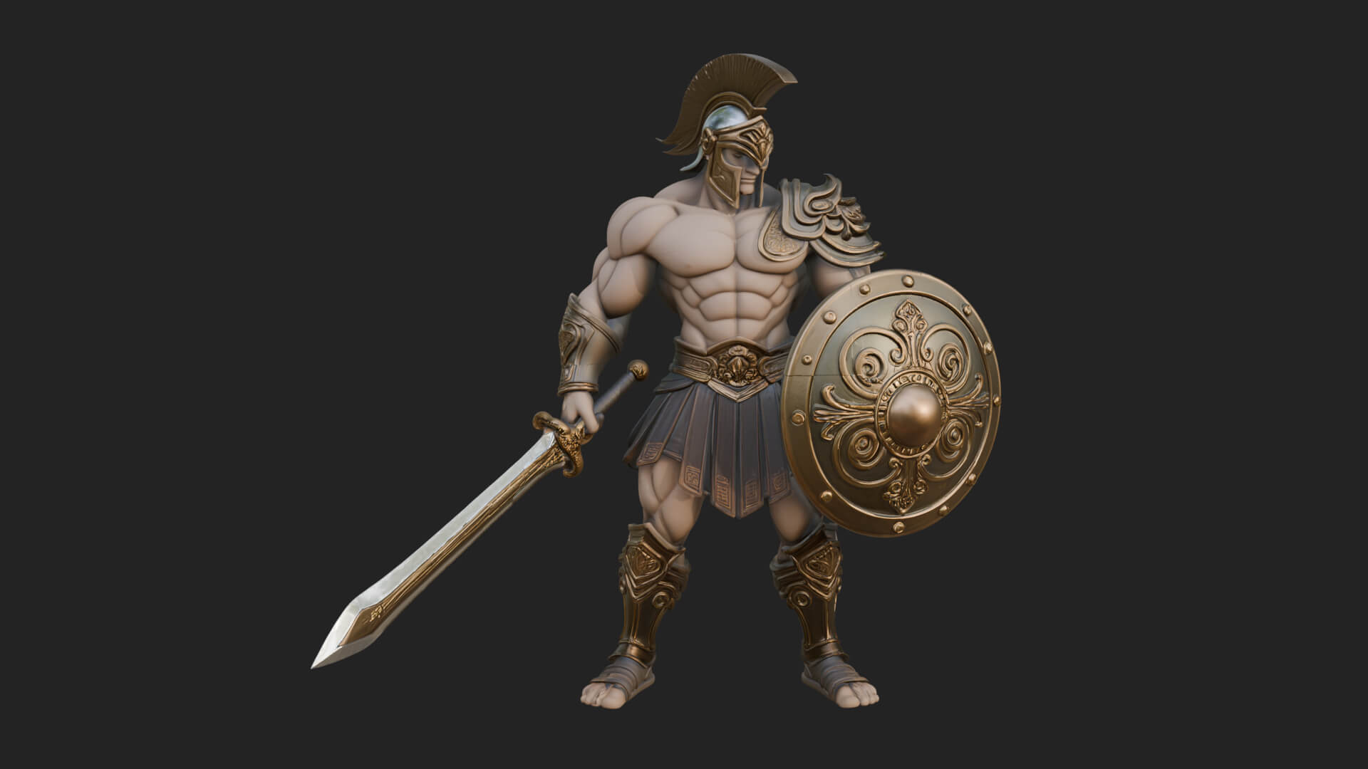Greek Hoplite Warrior Statue Design 29 3D Print Model 3D Model