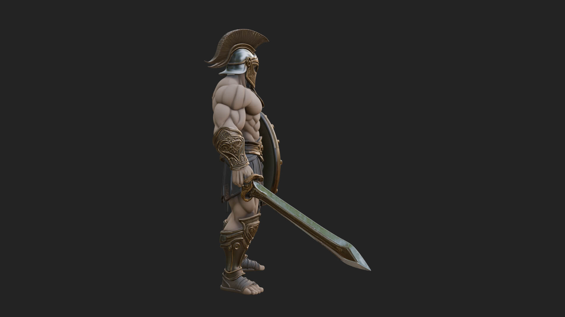 Greek Hoplite Warrior Statue Design 29 3D Print Model 3D Model