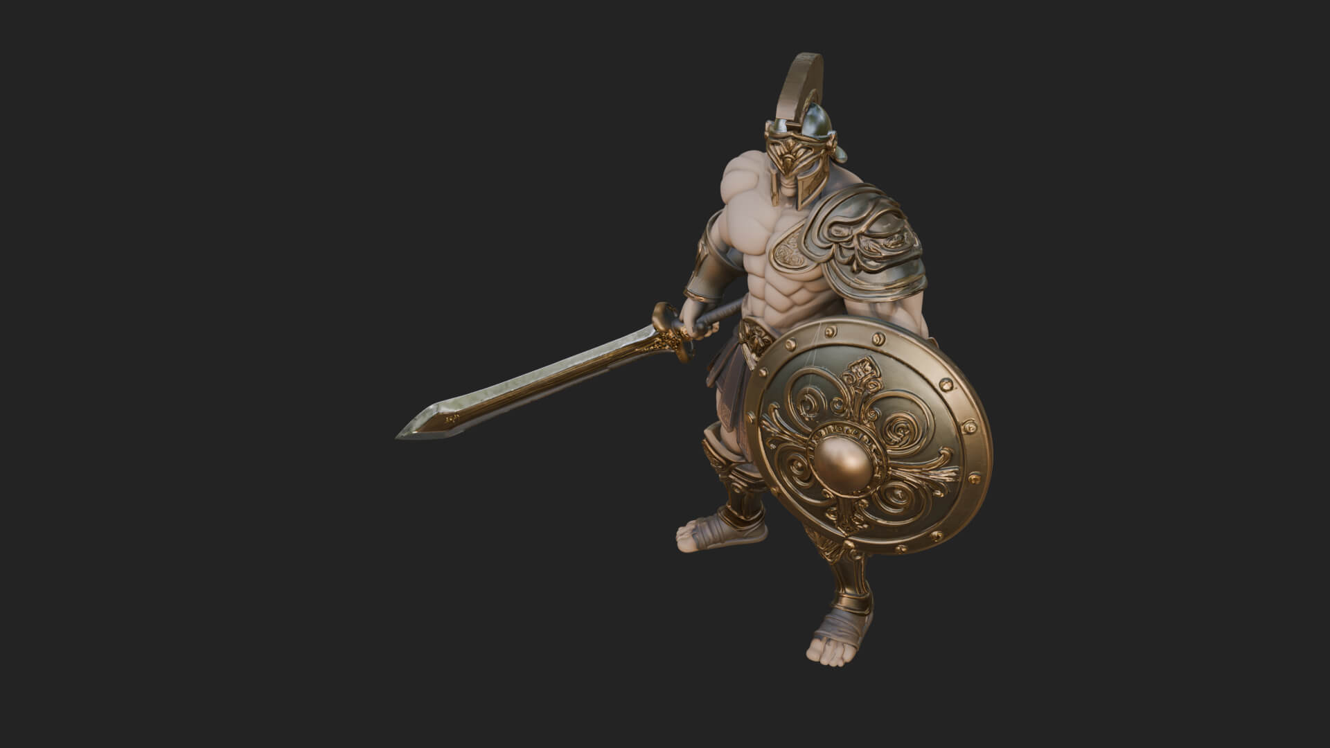 Greek Hoplite Warrior Statue Design 29 3D Print Model 3D Model