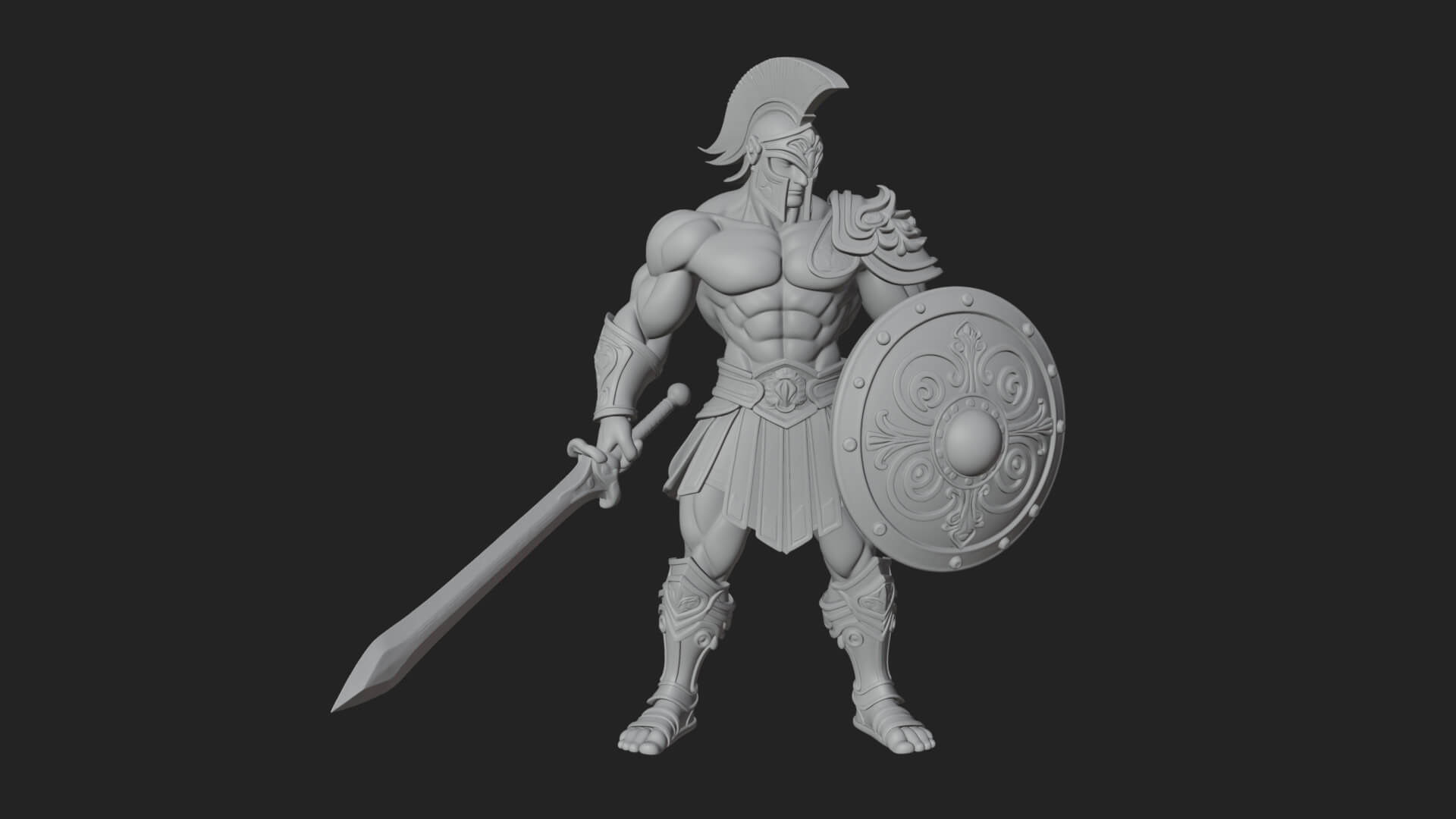 Greek Hoplite Warrior Statue Design 29 3D Print Model 3D Model