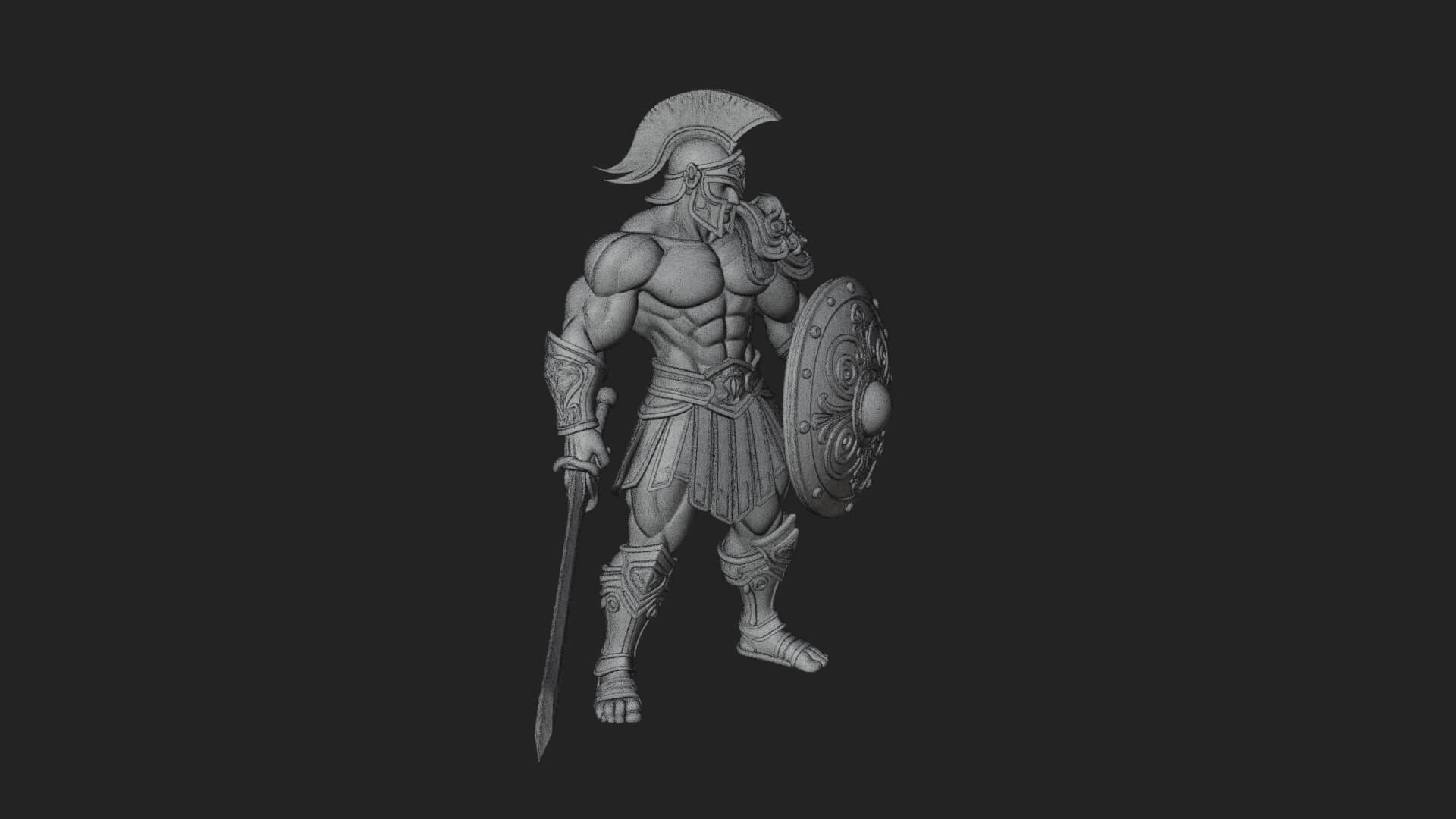 Greek Hoplite Warrior Statue Design 29 3D Print Model 3D Model