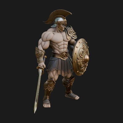 Greek Hoplite Warrior Statue Design 29 3D Print Model