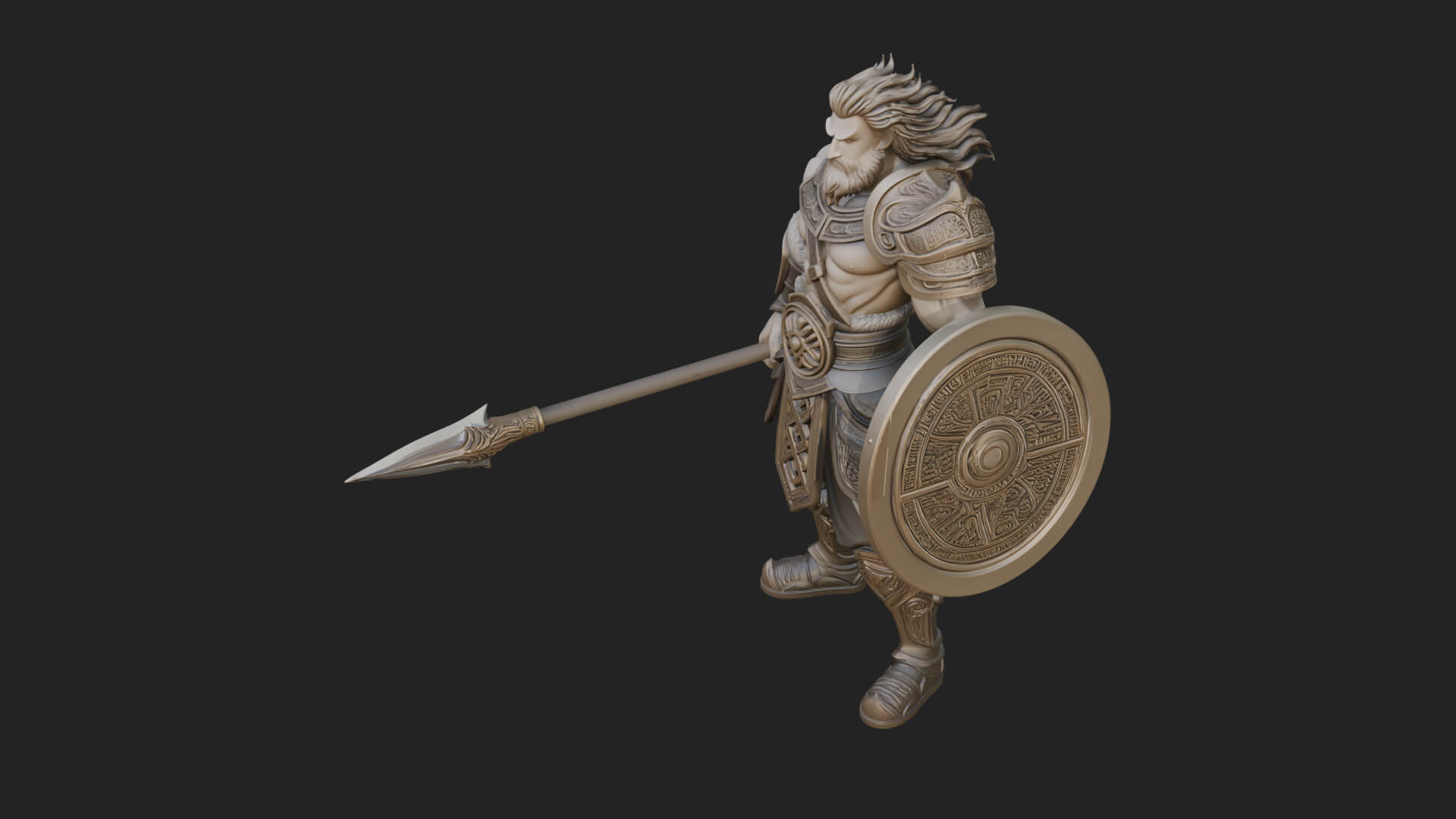 Greek Hoplite Warrior Statue Design 30 3D Print Model 3D Model