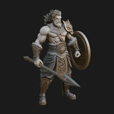 Greek Hoplite Warrior Statue Design 30 3D Print Model